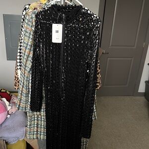 Black Mesh Long Sleeve Dress